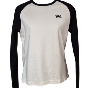 New Parasuco Raglan Long Sleeve T Shirt White Black Women's Size XL